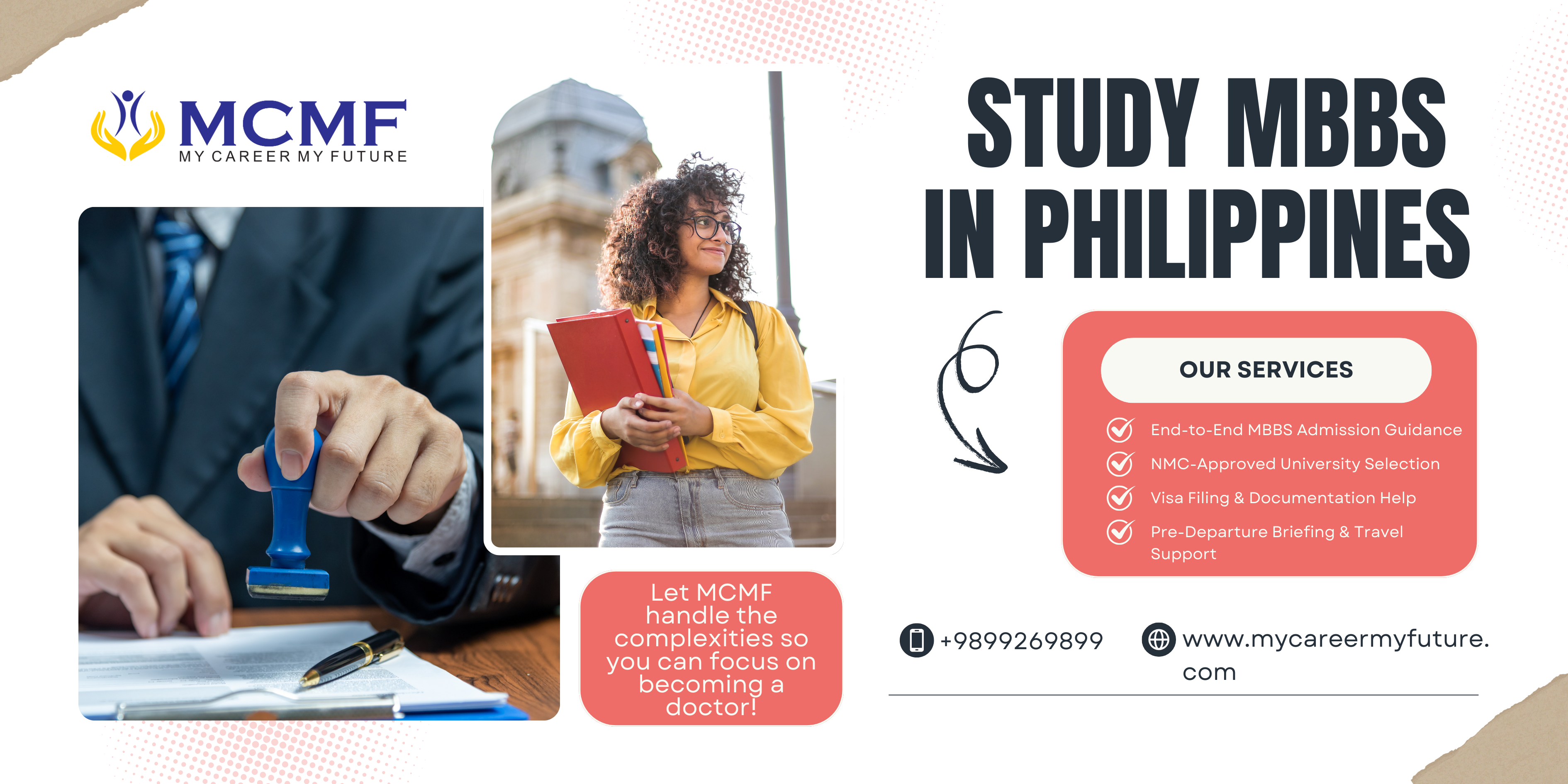 Study at NMC-approved medical universities in the Philippines with complete admission-to-visa support from MCMF. Affordable fees, English medium, and trusted by thousands of NEET-qualified Indian students.